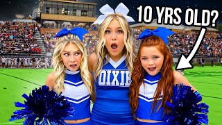 My 10 YEAR OLD DAUGHTERS become HiGH SCHOOL CHEERLEADERS 💙 📣 [upl. by Gwendolyn]