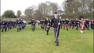 Farewell to the Creeks by Massed Pipe Bands of the Scottish Highlands at Alness Scotland April 2023 [upl. by Nairadas]