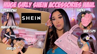 HUGE GIRLY SHEIN ACCESSORIES HAUL  40 items purses shoes jewelry iPad cases amp more [upl. by Encratia]