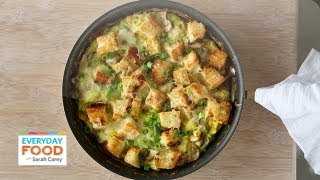 Mushroom Cheddar and Toast Frittata  Everyday Food with Sarah Carey [upl. by Eirased]