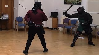 252  HEMA Sparring  Arming Sword vs Messer Synthetic  Full Match [upl. by Ahseryt]