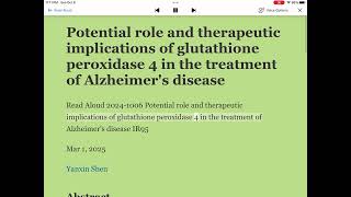 Potential role and therapeutic implications of glutathione peroxidase 4 treatment Alzheimer disease [upl. by Nyved]