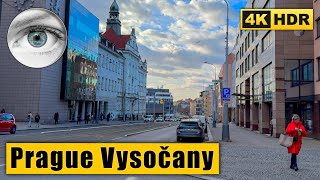 Prague  Vysočany Walking Tour  Exploring neighbourhoods 🇨🇿 Czech Republic 4k HDR ASMR [upl. by Nedlog]