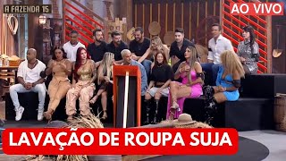 A FAZENDA 15  ELIMINADOS VOLTAM AO VIVO EM DINÂMICA COM O TOP 6 NA LAVAÇÃO DE ROUPA SUJA [upl. by Andryc789]