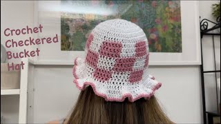 How to crochet a checkered bucket hat  VGYS [upl. by Ulrich]