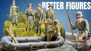 PAINTING 135 GERMAN FIGURES tutorial WW2 Military Diorama Tamiya Infantry Miniatures [upl. by Nahshu]