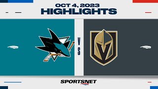 NHL PreSeason Highlights  Sharks vs Golden Knights  October 3 2023 [upl. by Gazzo]