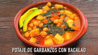 Potaje de Garbanzos con Bacalao  Cocina Con Fujita [upl. by Nydia]