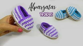 Alpargatas para bebe Tejidas a crochet  VARIAS TALLAS [upl. by Dosh]