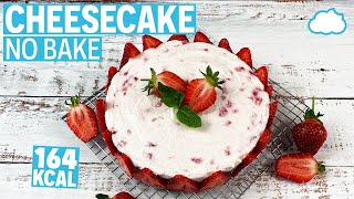 Kalorienarmer No Bake Cheesecake mit Erdbeeren Käsekuchen ohne Backen  fettarm amp ohne Zucker [upl. by Myrvyn]