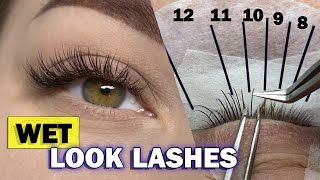 WET LOOK LASH  How to create a wispy eyelash extensions  Hybrid Set [upl. by Siuraj419]