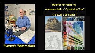 Watercolor Painting  Landscape quotSplattering Treequot [upl. by Phipps]