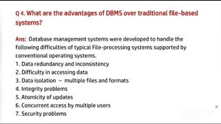 DBMS Most Important Questions 2024 [upl. by Eikcir]