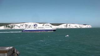 DFDS Ferry Dover Seaways departs Dover under the white cliffs [upl. by Eronel317]