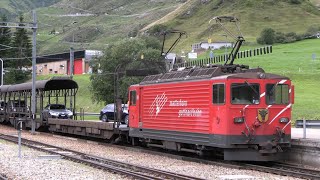 Zugverkehr der Matterhorn Gotthard Bahn vor dem Generationswechsel um Andermatt [upl. by Icat664]