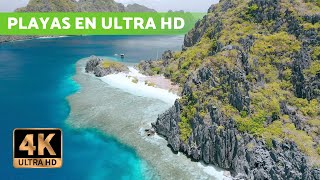 Vídeos 4K de PLAYAS RELAJANTES con música 🏝️ Paisajes en Ultra HD [upl. by Catlin]