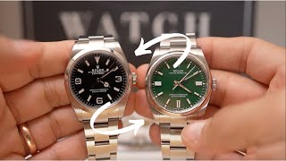 ROLEX COMPARISON EXPLORER 36 VS OYSTER PERPETUAL 36 [upl. by Ennairej841]