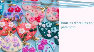 Boucles doreilles fimo avec fleurs clay cutter Pâte polymère [upl. by Anitsyrc]