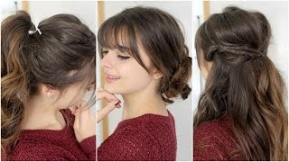 Cute Easy Hairstyles With Bangs  Tutorial [upl. by Barrow978]