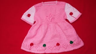 Robe facile enfant au tricot avec motif de cœurrobe enfant au tricot ❤️ de 12 à 18 mois 01 [upl. by Dene]