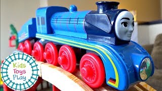 Thomas ther Train Downhill Toy Train Races  Thomas and Friends Wooden Railway Train Crashes [upl. by Isman498]