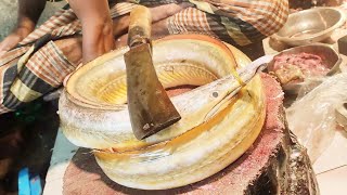 Amazing 5KG Monster Eel Fish Cutting amp Skinning Skills In Fish Market With Huge Egg [upl. by Dunning596]