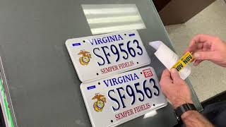 Virginia License Plate Sticker Install  year and month DMV GampC Tire and Auto Service [upl. by Redle]