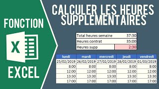 EXCEL  CALCULER LES HEURES DE TRAVAIL et heures supplémentaires [upl. by Bohun571]