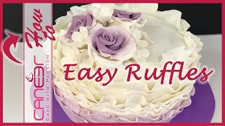 اسهر طريقة لعمل شرانف بعجينة السكر Fondant Ruffles Cake [upl. by Ramedlaw]