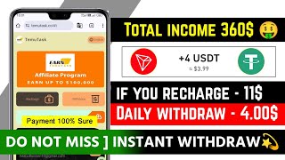 TemuTask Earning Platform  Latest Usdt Mining Site  Best Usdt Trx Earning Site  How to earn usdt [upl. by Normak]