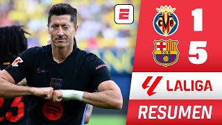 BARCELONA GOLEÓ 51 a VILLARREAL DOBLETE de LEWANDOWSKI y RAPHINHA TER STEGEN LESIONADO  La Liga [upl. by Langan]