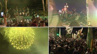 Libertadores Cup Celebrations fireworks as Palmeiras return to Brazil  AFP [upl. by Akimihs]