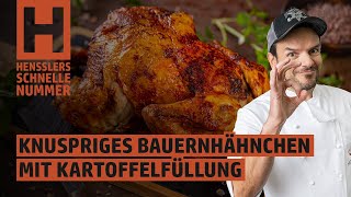 Schnelles Knuspriges Bauernhähnchen mit Kartoffelfüllung Rezept von Steffen Henssler [upl. by Semreh]