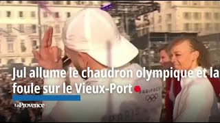 Jul allume le chaudron olympique et la foule sur le VieuxPort [upl. by Kyrstin944]