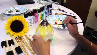 DIY How to Paint Flowers on Wine Glasses [upl. by Mulford]