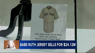 Babe Ruth called shot Yankees jersey fetches record 24M [upl. by Yenal127]