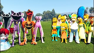 ALL POPPY PLAYTIME CHARACTERS VS ALL THE SIMPSONS CHARACTERS GTA 5 Mods [upl. by Horlacher582]