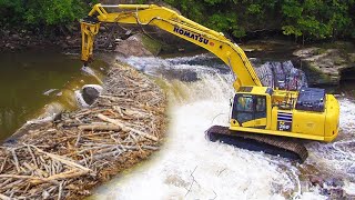 Awesome Beaver Dam Removal with Excavators  Awesome Floods amp Dredging Compilation 2024 [upl. by Carrington]