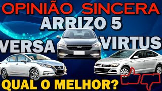 Qual é melhor Nissan Versa VW Virtus ou Chery Arrizo 5 Comparativo entre os sedans compactos [upl. by Meilen]