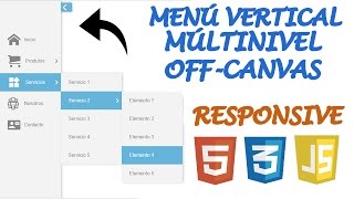 Crea un Menú Vertical Múlti Nivel OffCanvas Responsive con CSS3 HTML5 y JavaScript [upl. by Kirk]