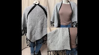 Tuto châle poncho granny au crochet [upl. by Tresa]