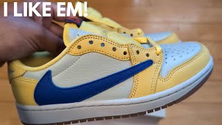 UNBOXING quotElkinsquot Cactus Jack x Air Jordan 1 Low OG  Canary Colorway Best Travis Scott AJ1 Low [upl. by Lyrehs36]