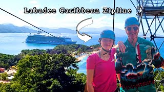 Full POV Dragons Breath Zipline in Labadee Haiti Longest in the Caribbean [upl. by Annayehc]