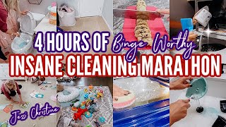 4 HOURS OF INSANE CLEANING MOTIVATIONBINGE WORTHY CLEAN WITH ME MARATHON CLEANING MUSIC [upl. by Hcelemile238]