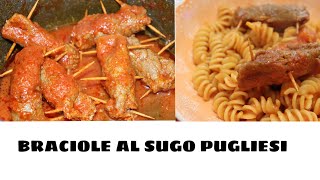 Braciole al sugo Pugliesi  Pasta con le Braciole  Involtini di carne al sugo  Meat italian recipe [upl. by Ketchum]