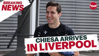 FEDERICO CHIESA ARRIVES IN LIVERPOOL AHEAD OF LFC MEDICAL [upl. by Yggep]