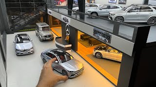 Mega MercedesBenz Car Collection 118 Scale  Mercedes Dealership Diorama  Diecast Model Cars [upl. by Hermy]