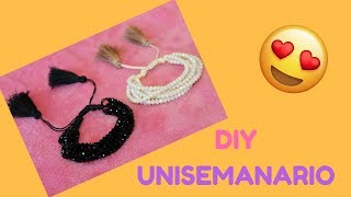 DIY COMO HACER UN UNISEMANARIO PULSERA DE HILO Y CRISTALES MISS MUNDO ROSA [upl. by Ahseneuq]