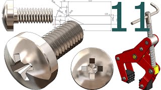 11Project 49 Manual Clamp SolidWorks Tutorial pan head cross screw M4 [upl. by Friedland]