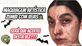 Zumbi com Veias  Será que deu certo essa Maquiagem Artística makeupartist [upl. by Banna]